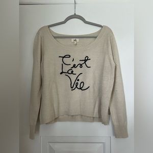 ‘C’est La Vie’ - Womens long sleeve sweater size Large